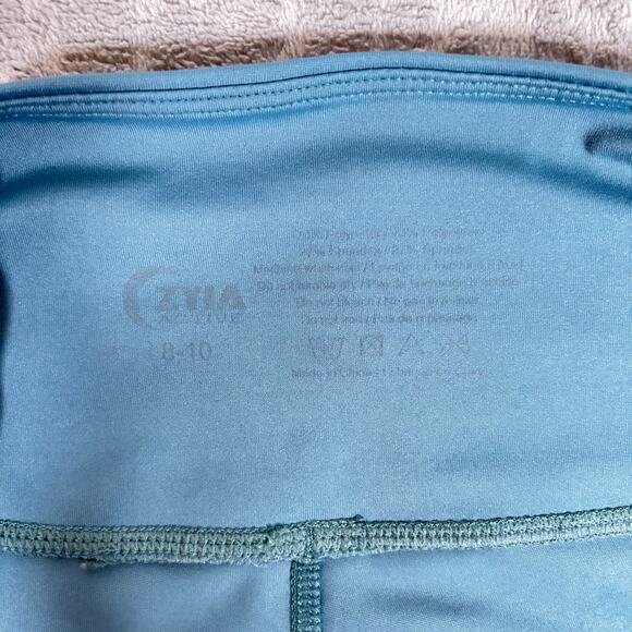 Zyia Active Blue Green Colorblock Leggings Size 8-10 Ankle High Rise - Picture 4 of 5